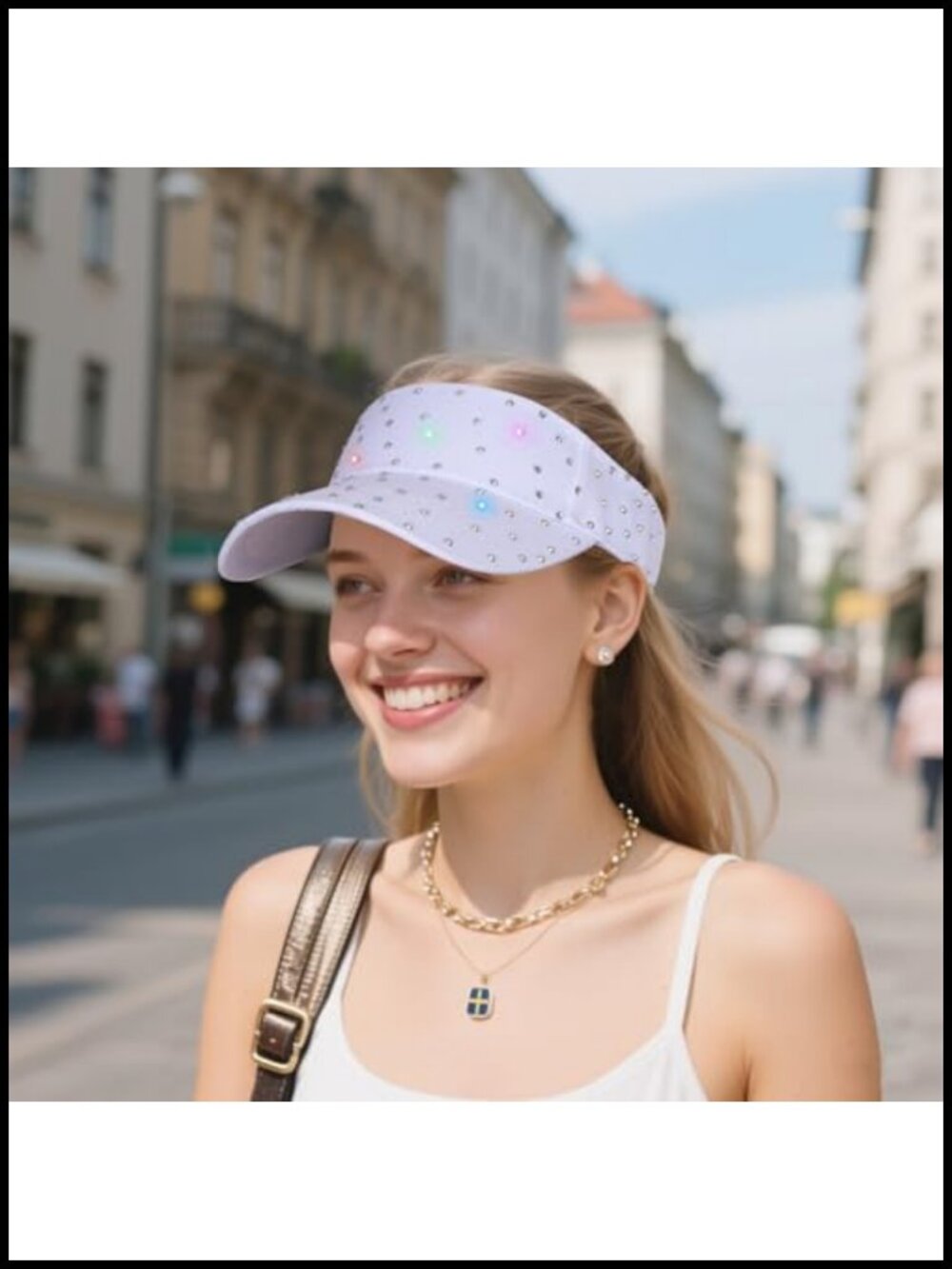 Rhinestone Sport Sun Visor Hat Summer Adjustable Sun Cap Breathable - Picture 4 of 6